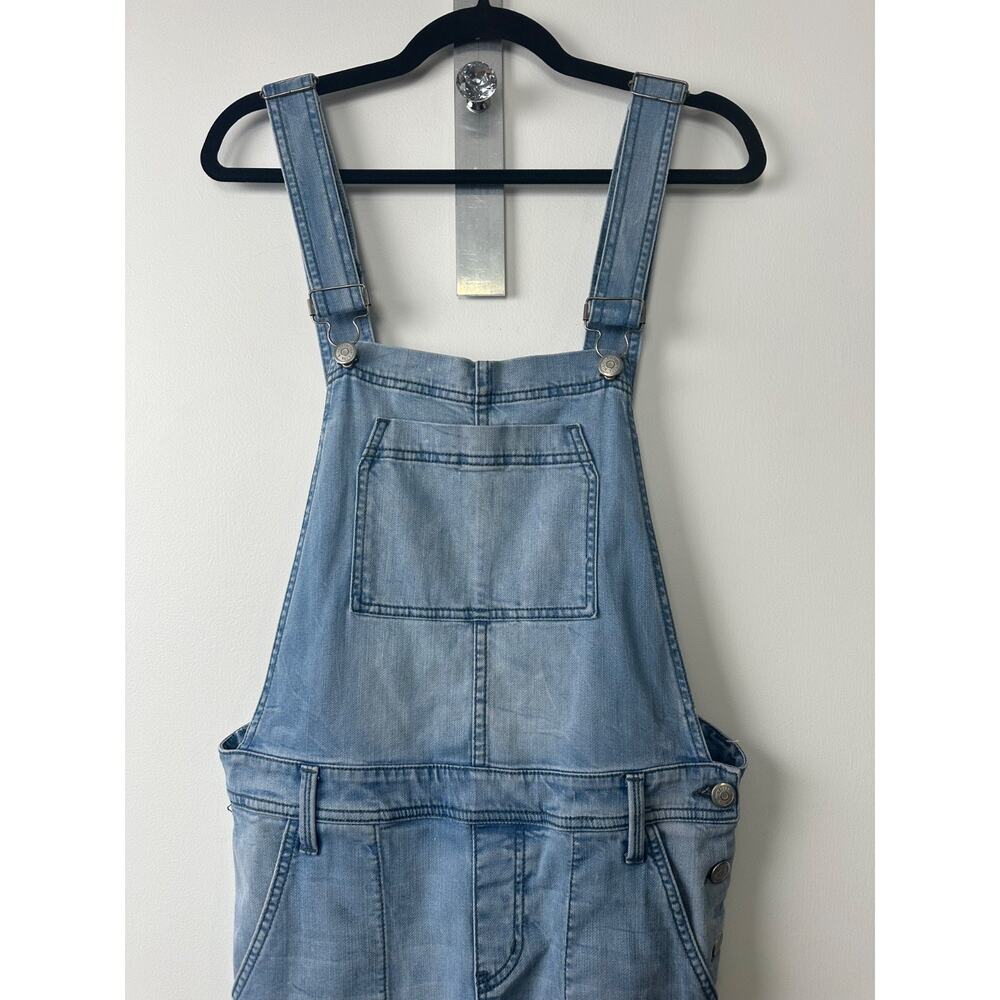 Level 99 Denim Bib Overalls Womens Size M Light Wash Button Sides Stretch E10 - Picture 2 of 7